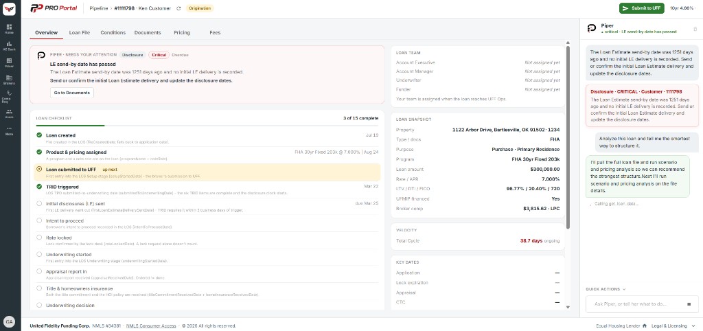 PRO Portal loan Overview: checklist, snapshot, and Piper